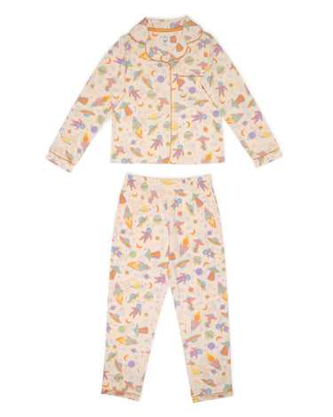 Kids' Multi Space Button Up Long Pyjama Set